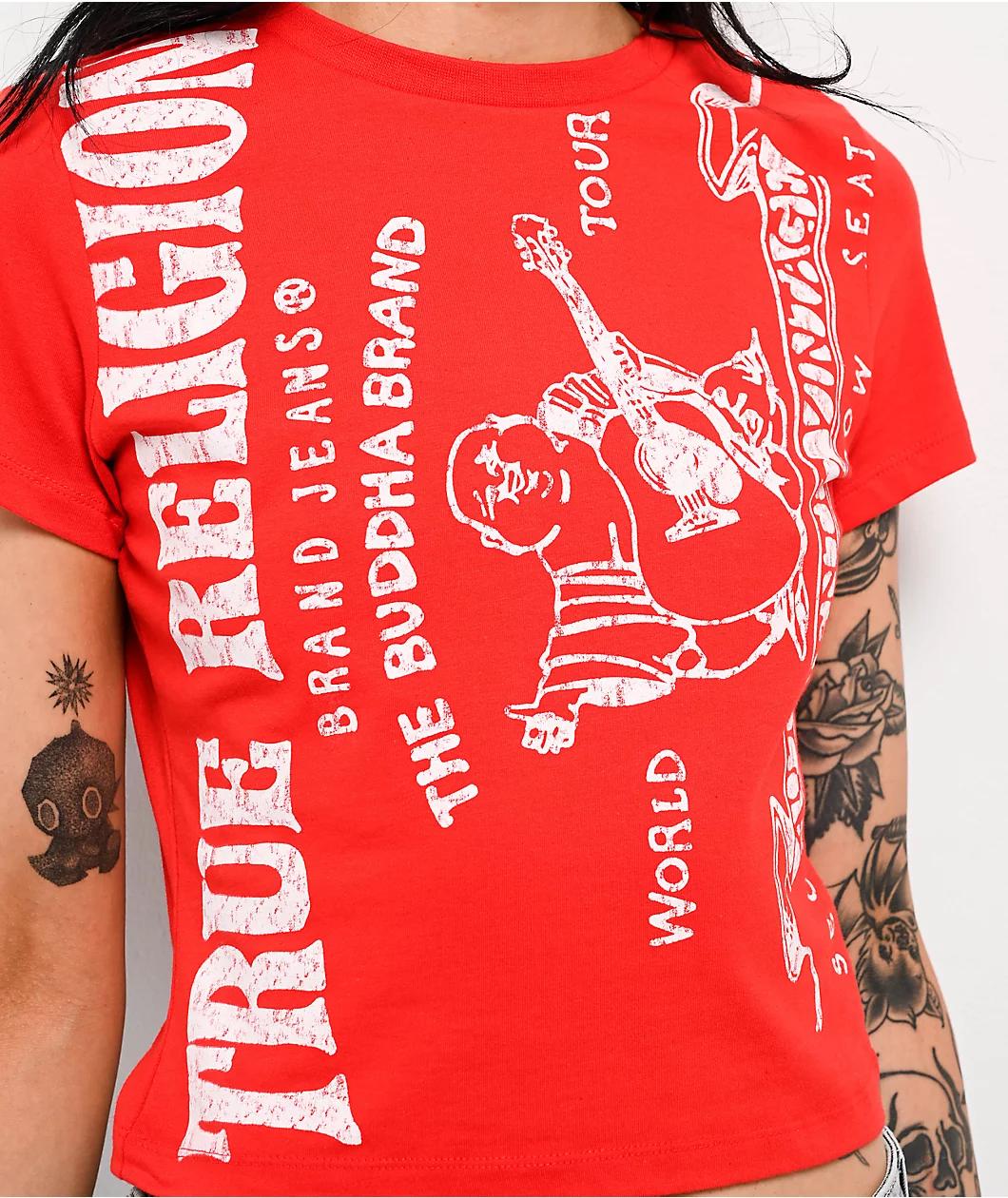 True Religion Heritage Logo Red Crop T-Shirt Product Image