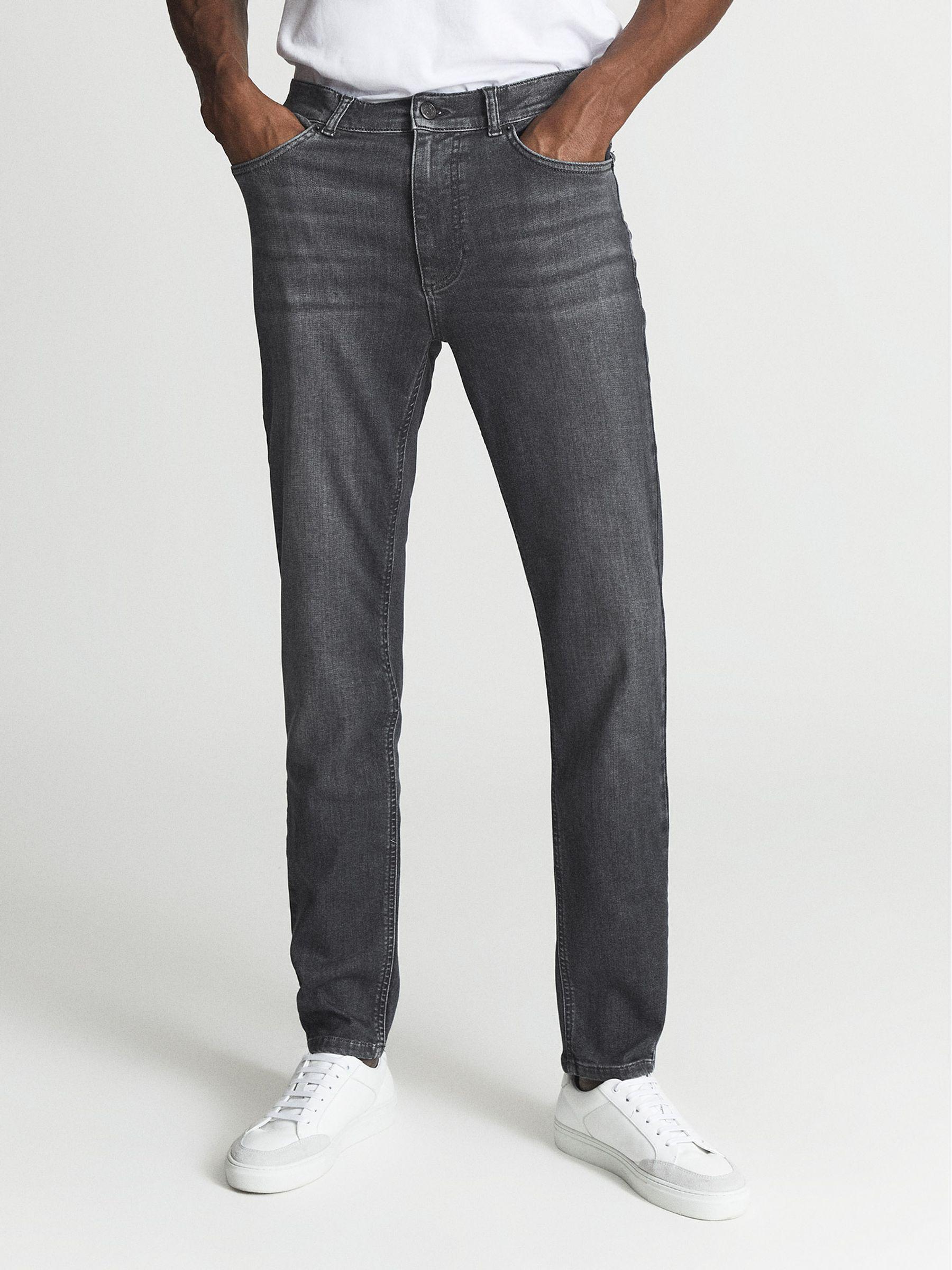 Slim Fit Washed Jeans in Washed Grey Product Image