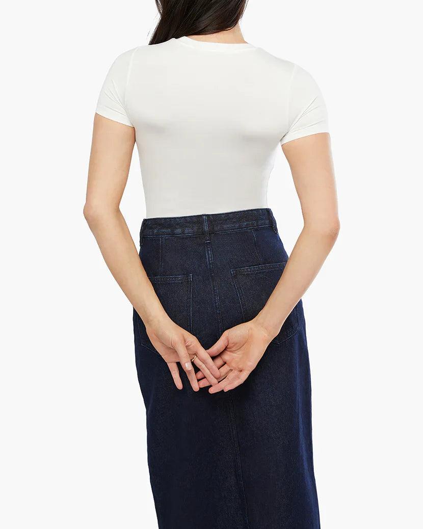 FINAL SALE WeWoreWhat | Fitted Crew Neck Top | White Product Image