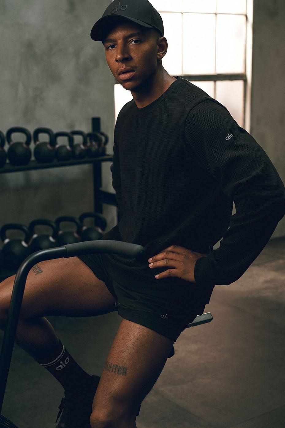 Waffle Lounge Long Sleeve Crew - Black Product Image