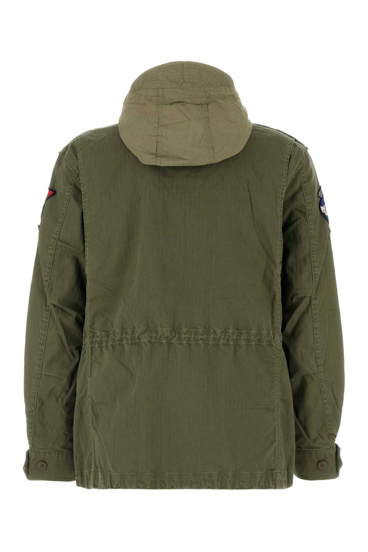 POLO RALPH LAUREN Cotton Denim Jacket With Front Logo Patch In Green Product Image