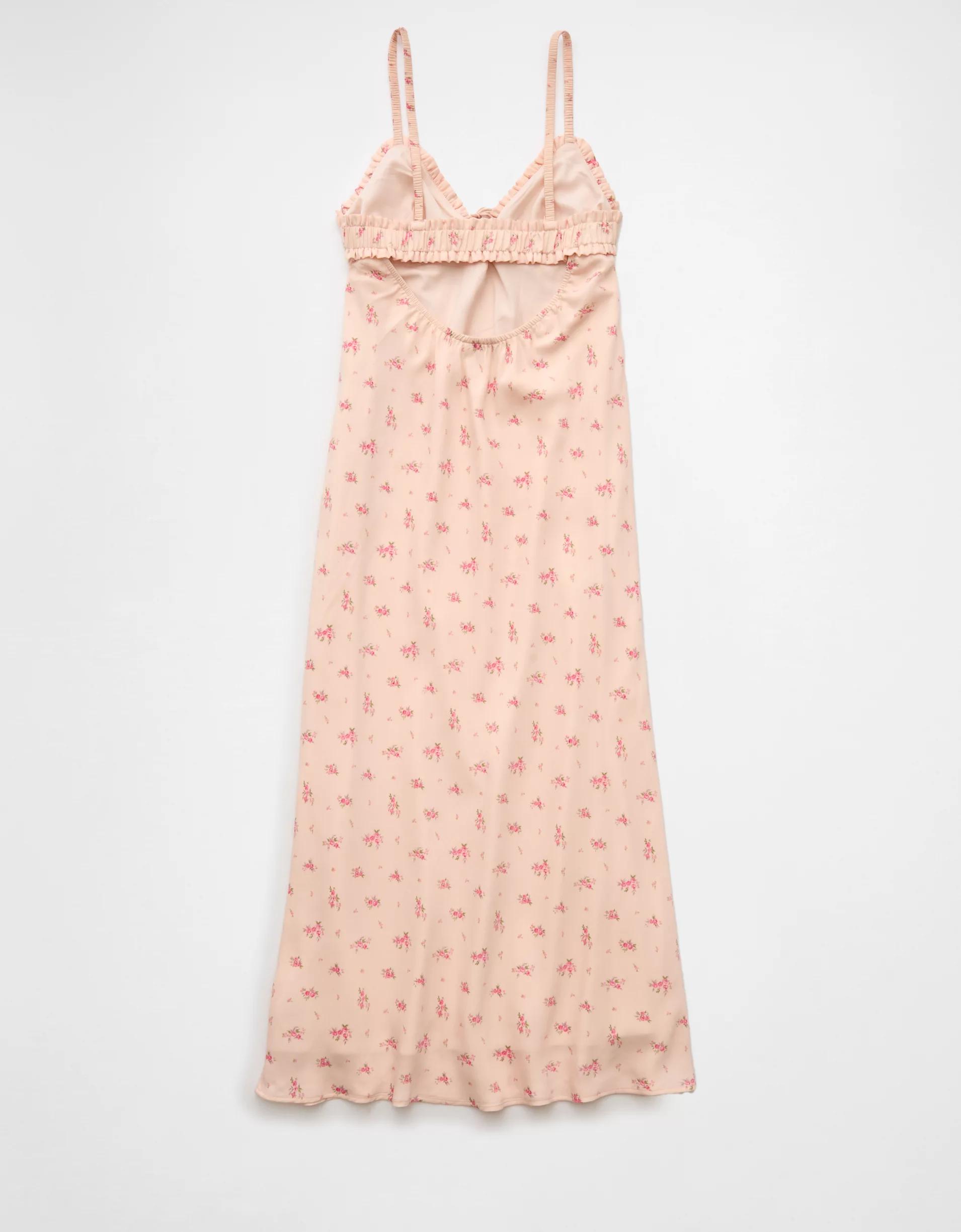 AE V-Neck Ruffle Midi Slip Dress Product Image