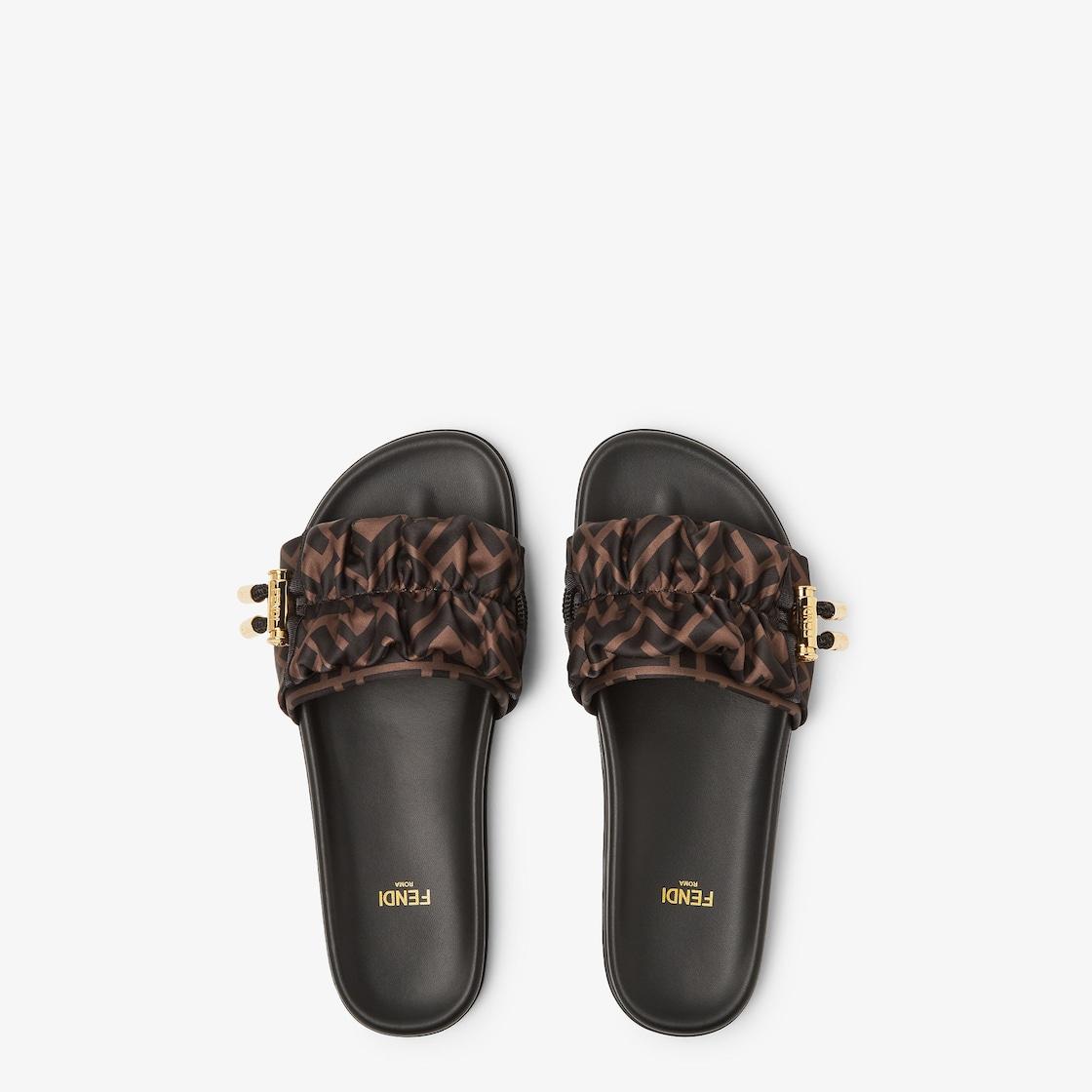 Fendi FeelBrown satin slides Product Image