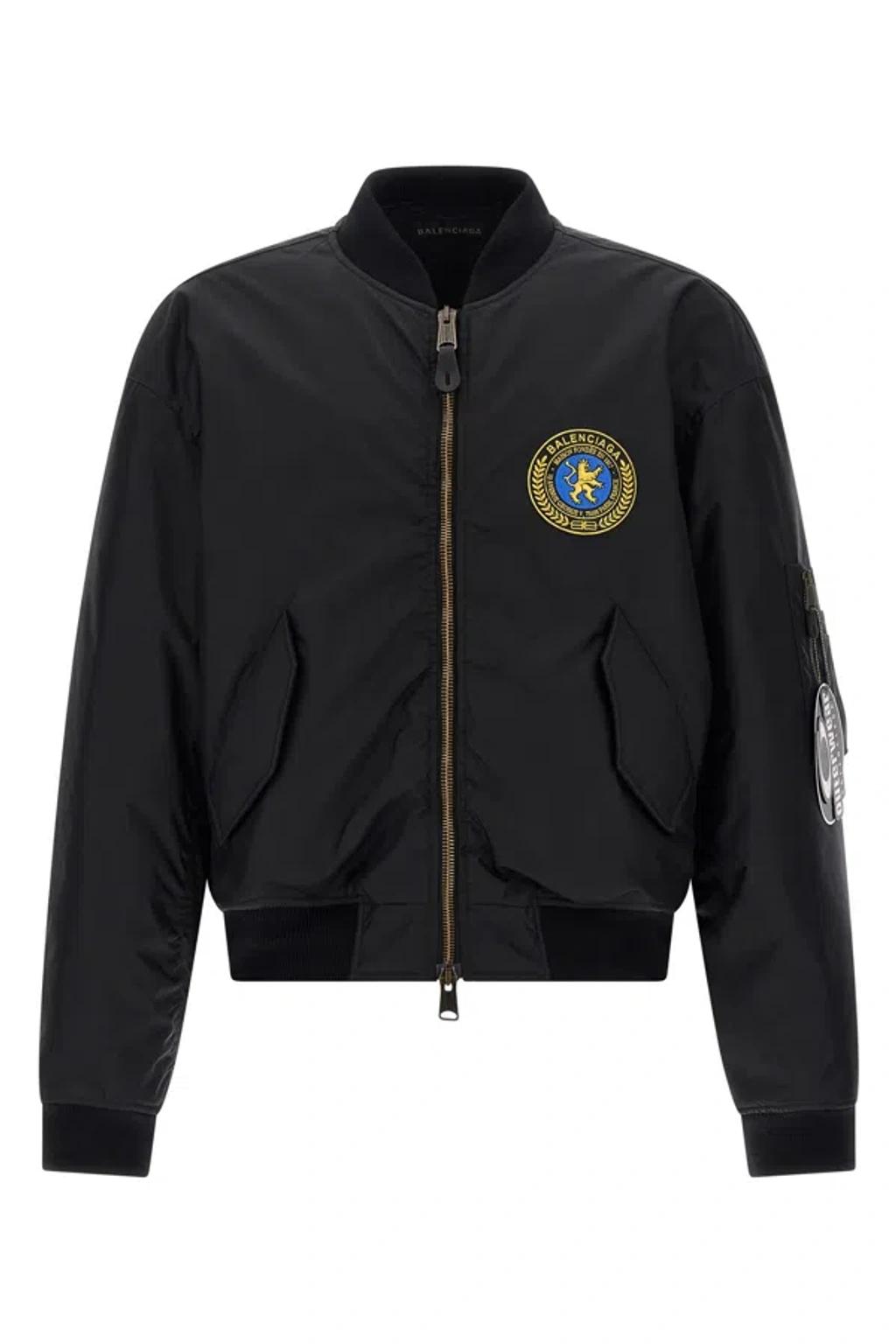 BALENCIAGA Nylon Uniform Merch Large Fit Bomber In Black Product Image
