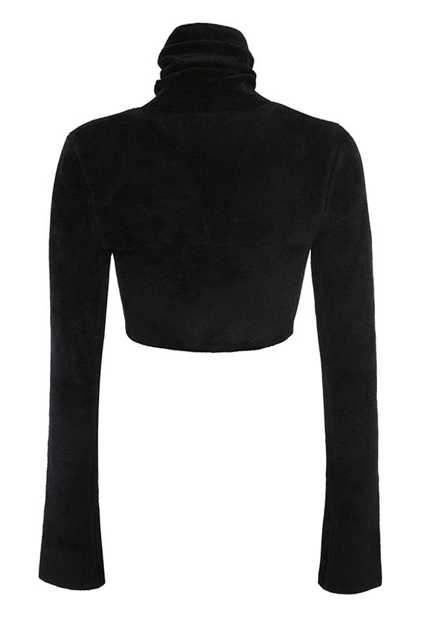 Suri  black chenille cropped top - sale Product Image