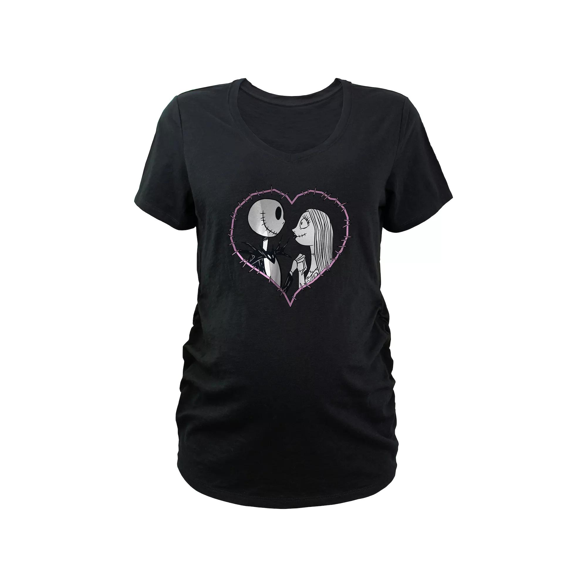 Disney's The Nightmare Before Christmas Jack & Sally Maternity Skellington In Love Graphic Tee, Women's, Size: XS-MAT, Black Product Image