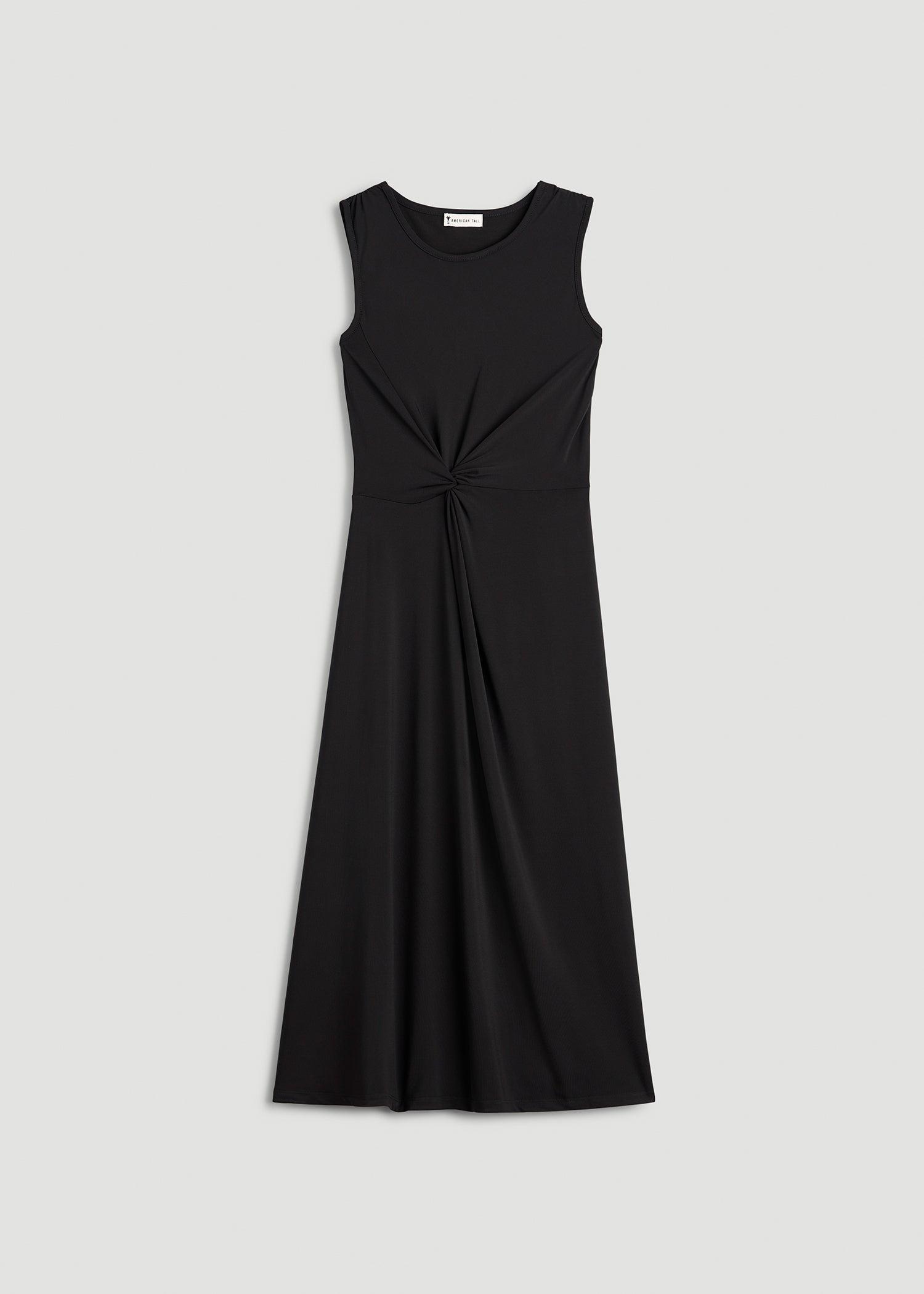 Sleeveless Knot Front Dress for Tall Women in Black Female Product Image