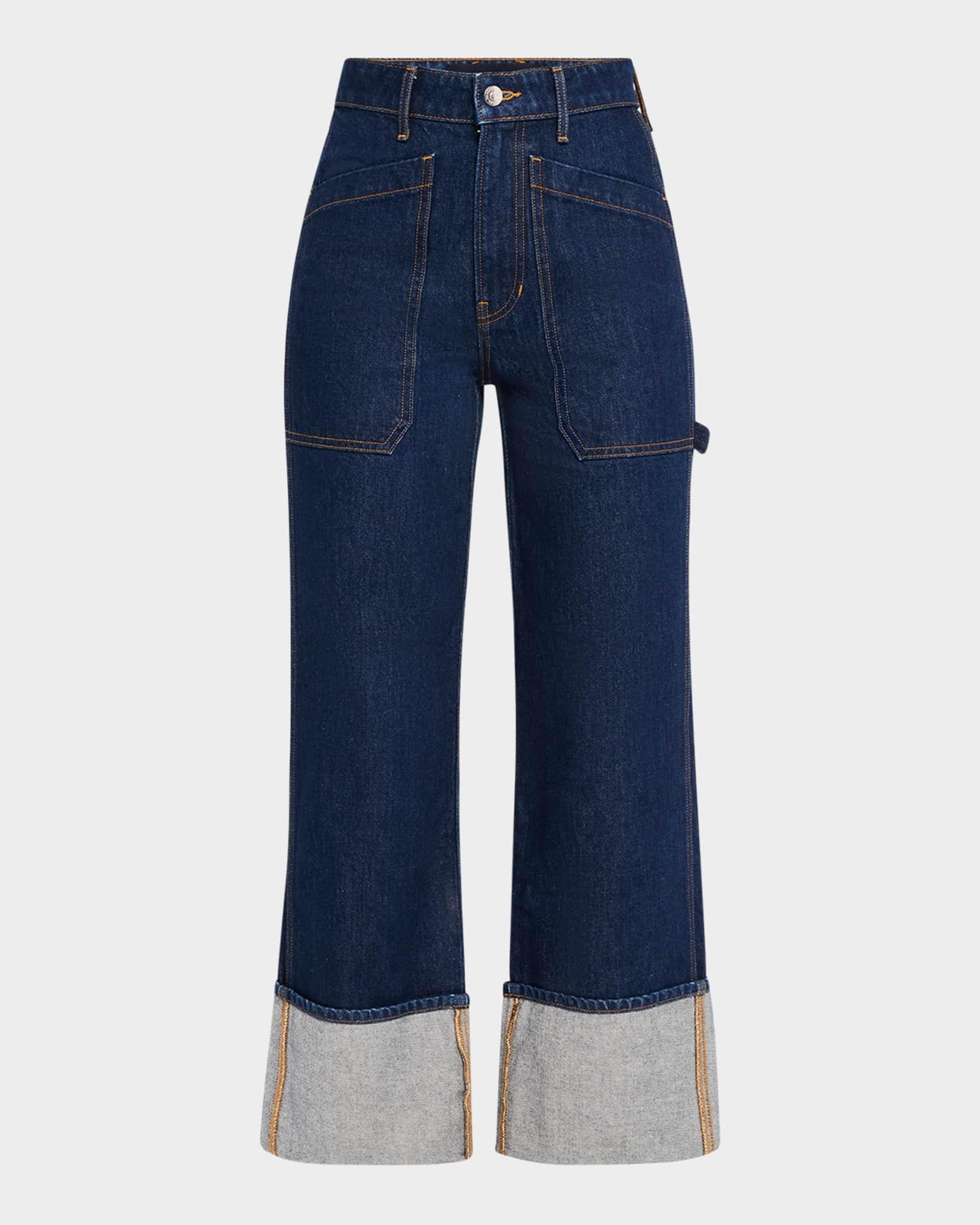 Dylan High-Rise Straight Cuffed Jeans Product Image
