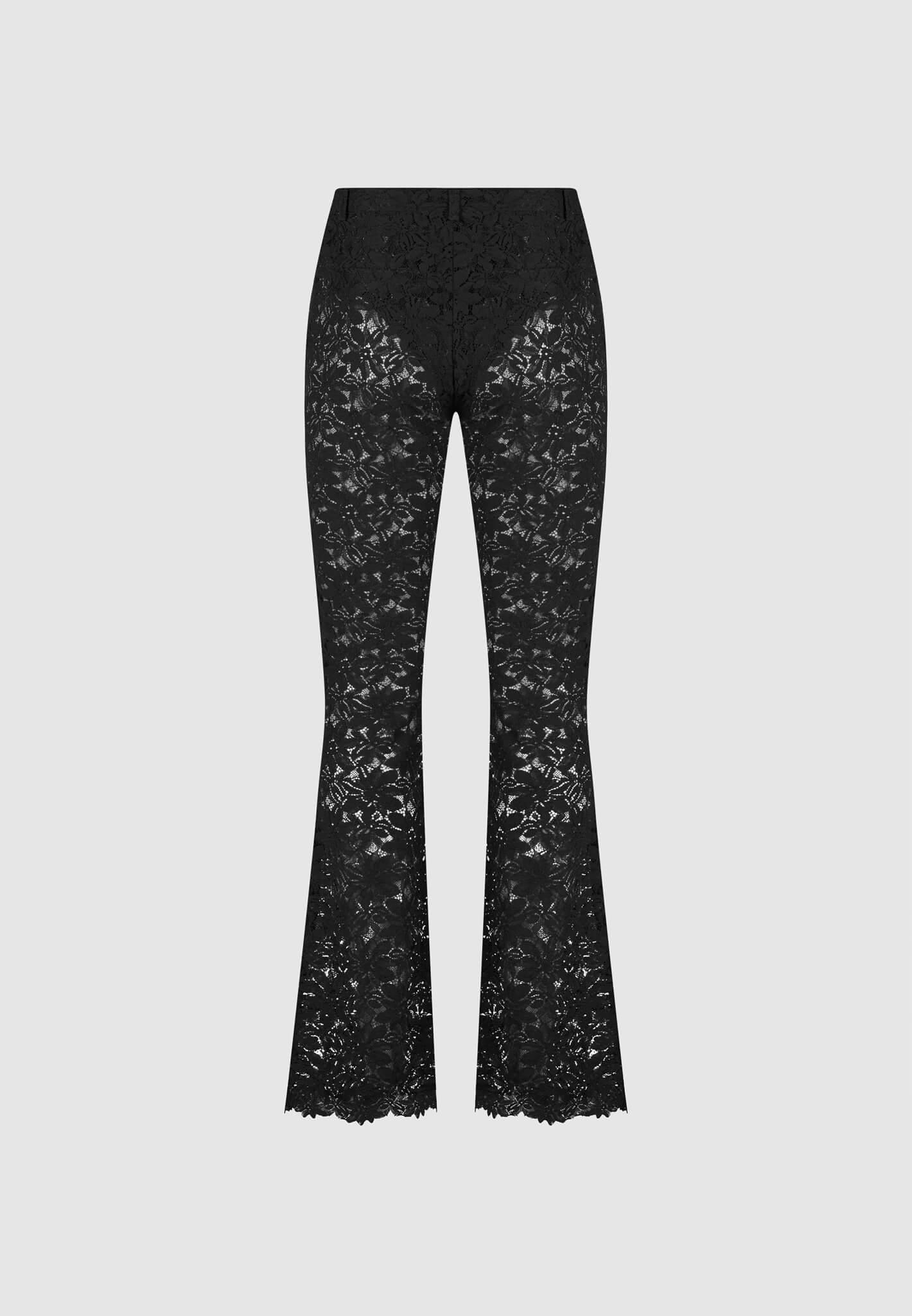 Lace Fit and Flare Trousers - Black Female Product Image
