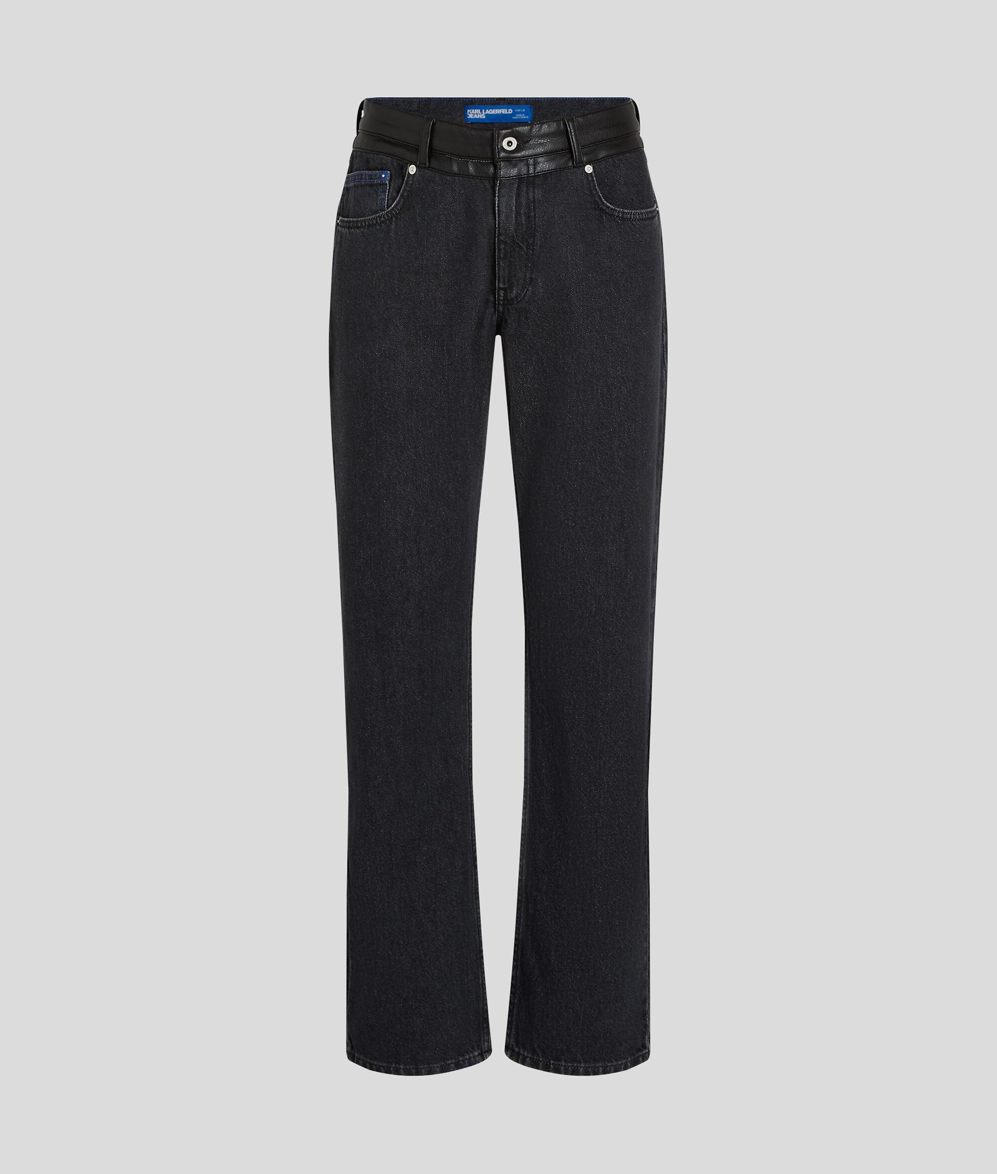 FAUX-LEATHER STRAIGHT JEANS Product Image