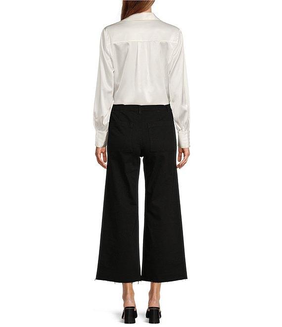 Antonio Melani Violet Silk Notch Collar V-Neck Long Blouson Sleeve Blouse Product Image