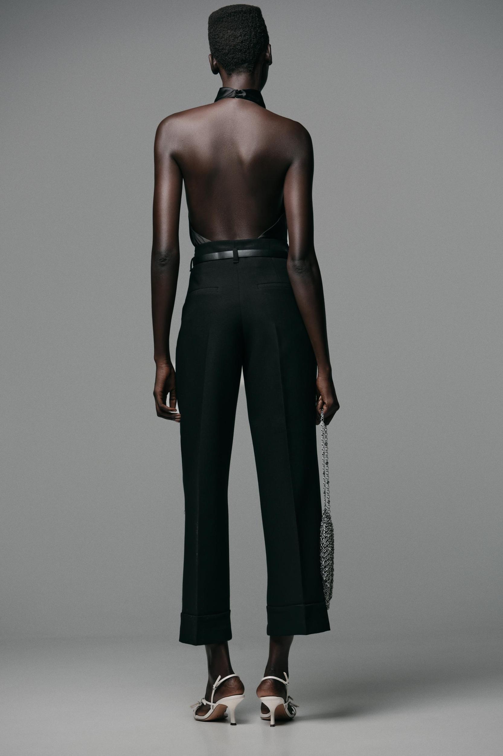 BELTED CUFFED HEM PANTS Product Image