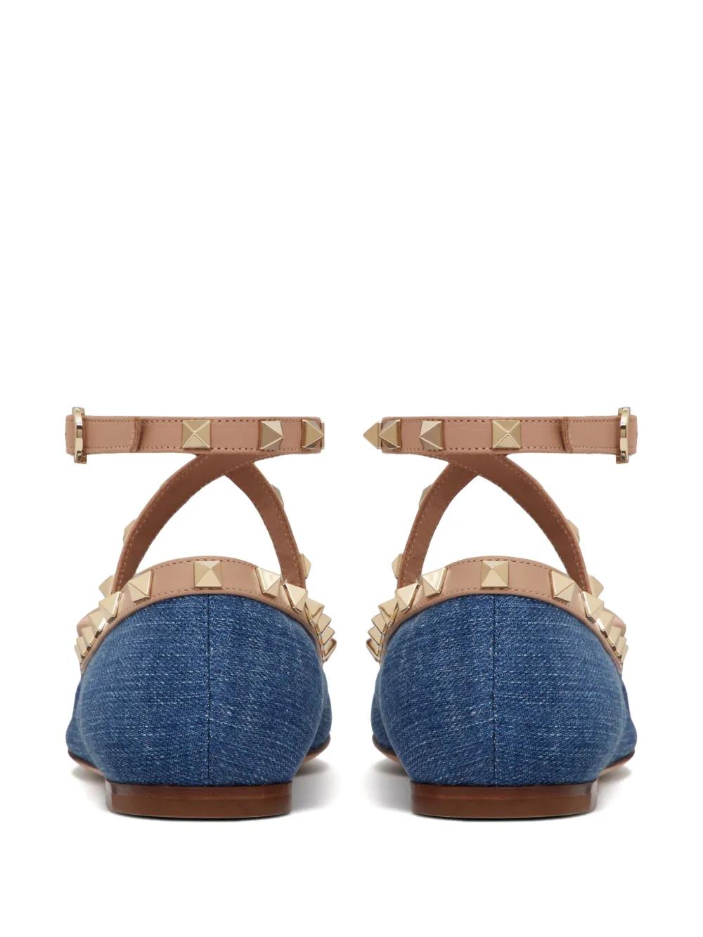 Rockstud denim ballerina shoes Product Image