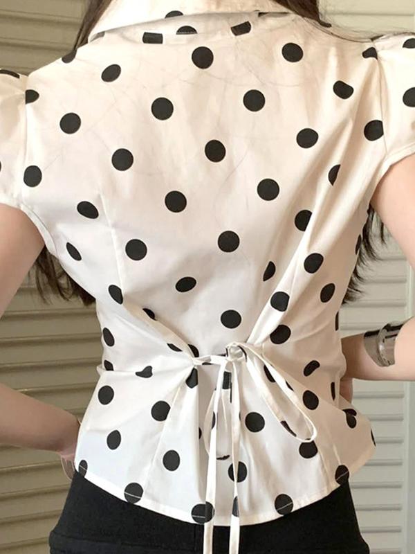 Polka Dot Print Short Sleeves Shirts Product Image