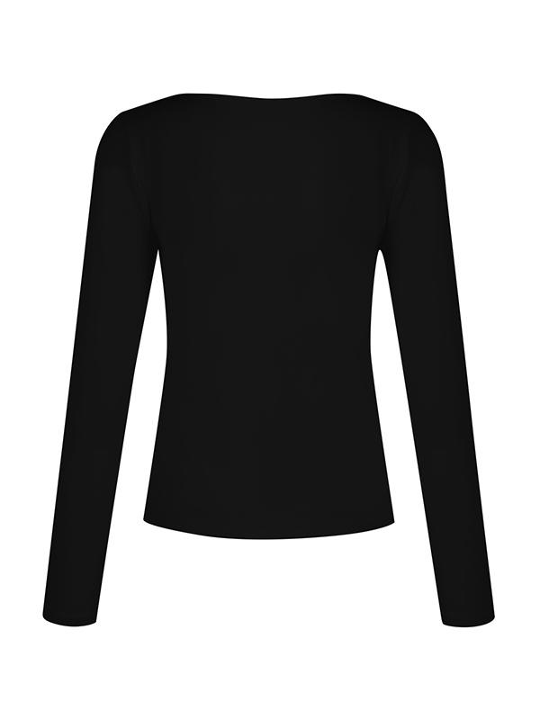 Solid V Neck Slim Long Sleeve Tee Product Image