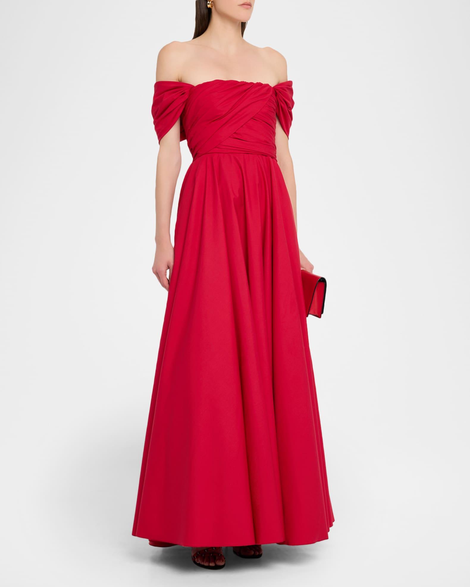 Off-The-Shoulder Popeline Maxi Dress Product Image
