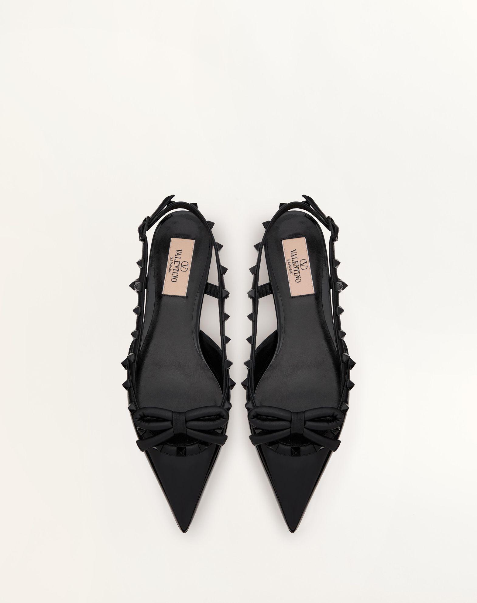 Rockstud Bow Slingback Ballerina In Patent Leather With Tone-On-Tone Studs Product Image