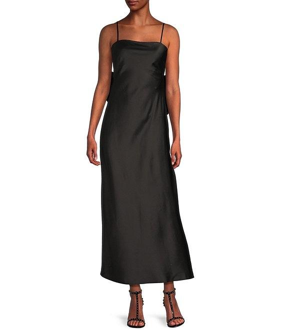 Allison & Kelly Square Neck Spaghetti Straps Bow Back Dress Product Image