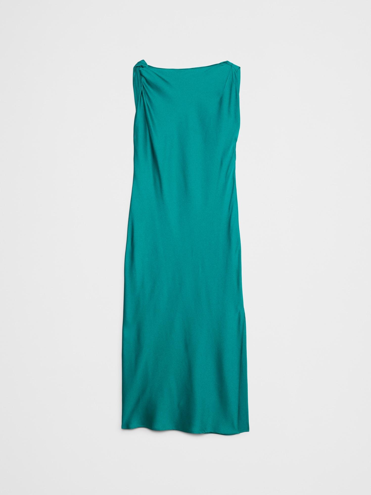 Satin Twist Shoulder Maxi Dress Product Image