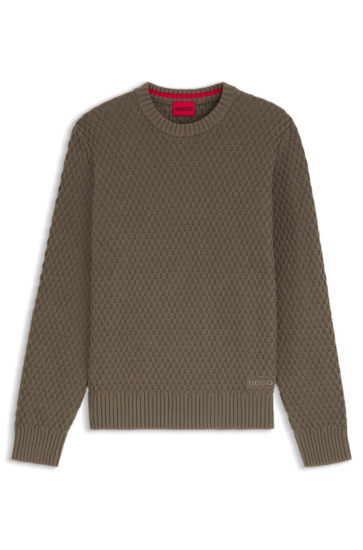 Cotton sweater with 3D knit structure Product Image