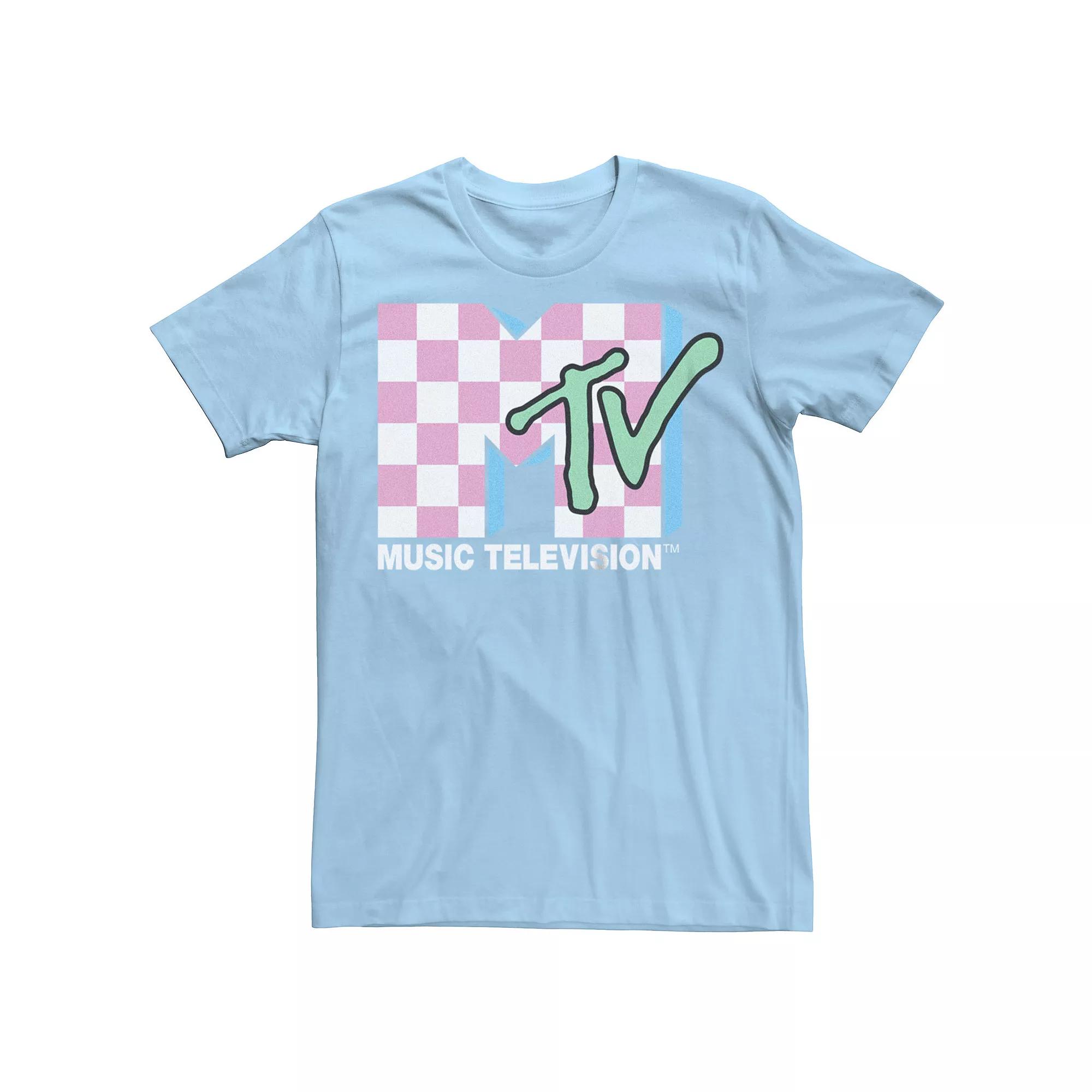 Men's MTV Checkered Print Logo Graphic Tee,  Product Image