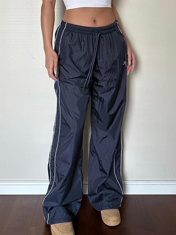 Piping Detail Wide Leg Parachute Pants Product Image