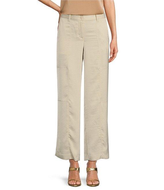 Donna Karan Flat Front Wide Leg Glazed Dressing Cargo Pants Product Image