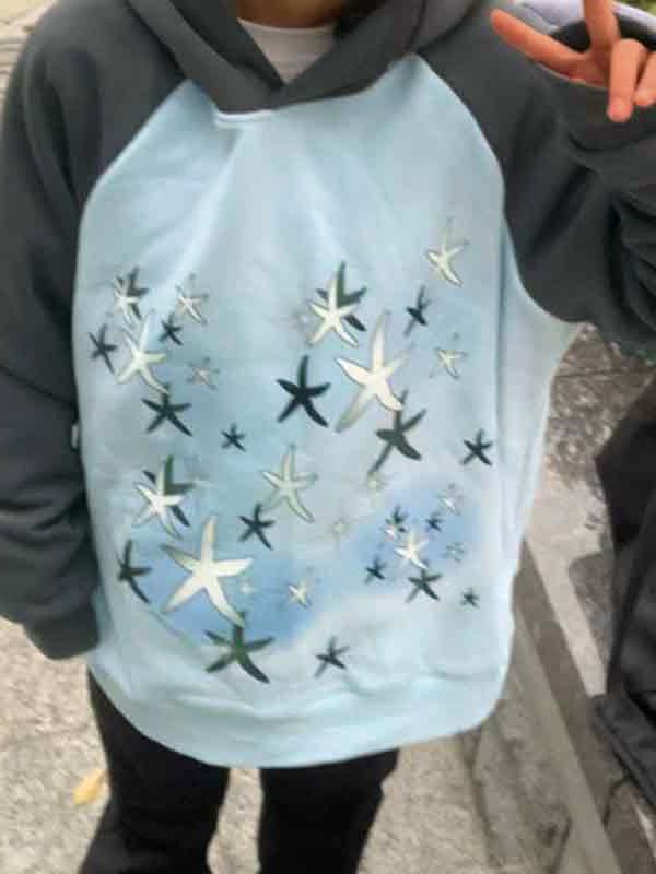 Starfish Print Raglan Oversized Hoodie Product Image