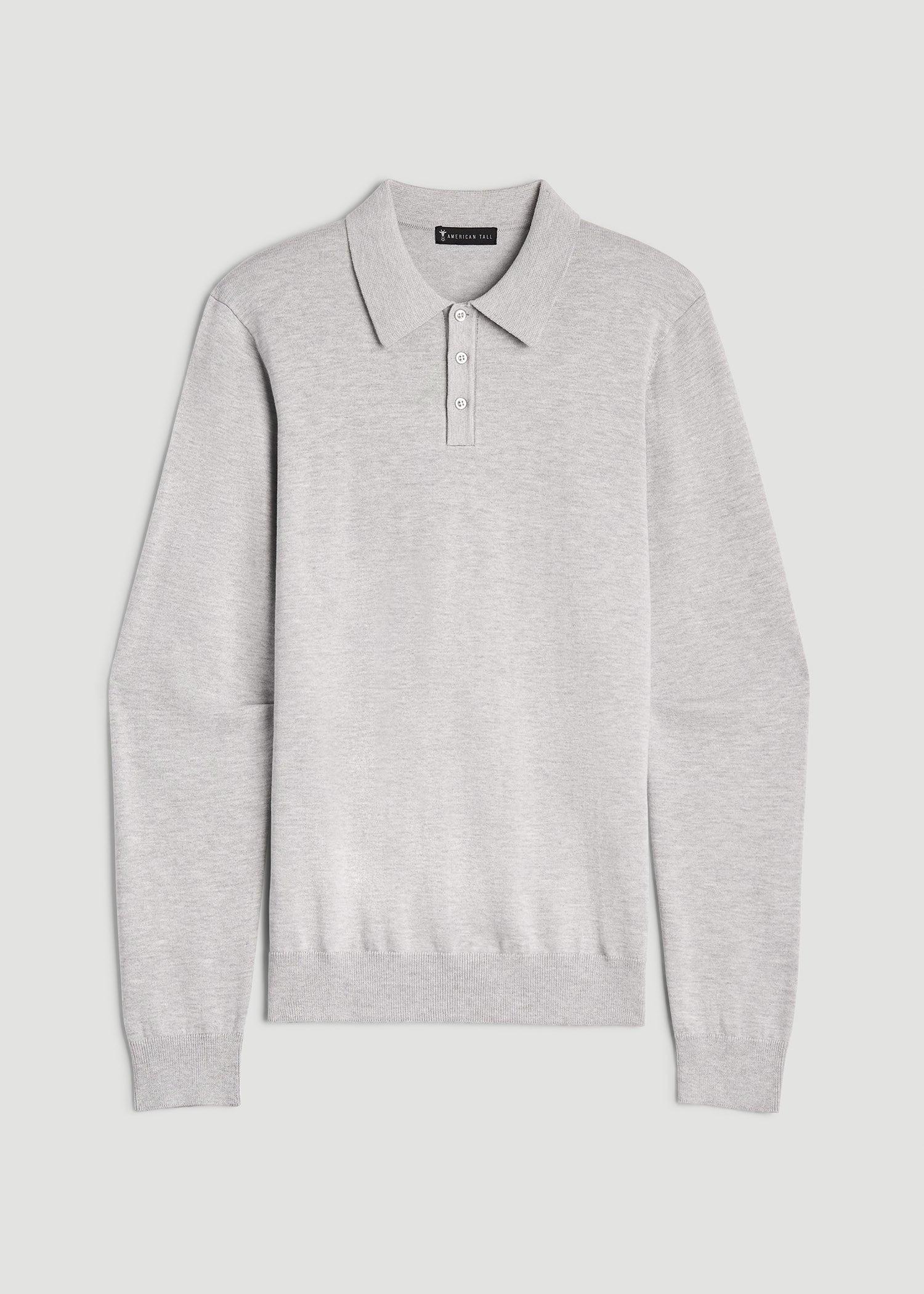 Polo Sweater for Tall Men in Light Grey Male Product Image
