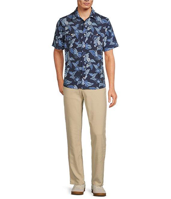 Rowm Rec + Relax Short Sleeve Dot Floral Print Knit Button Front Shirt Product Image