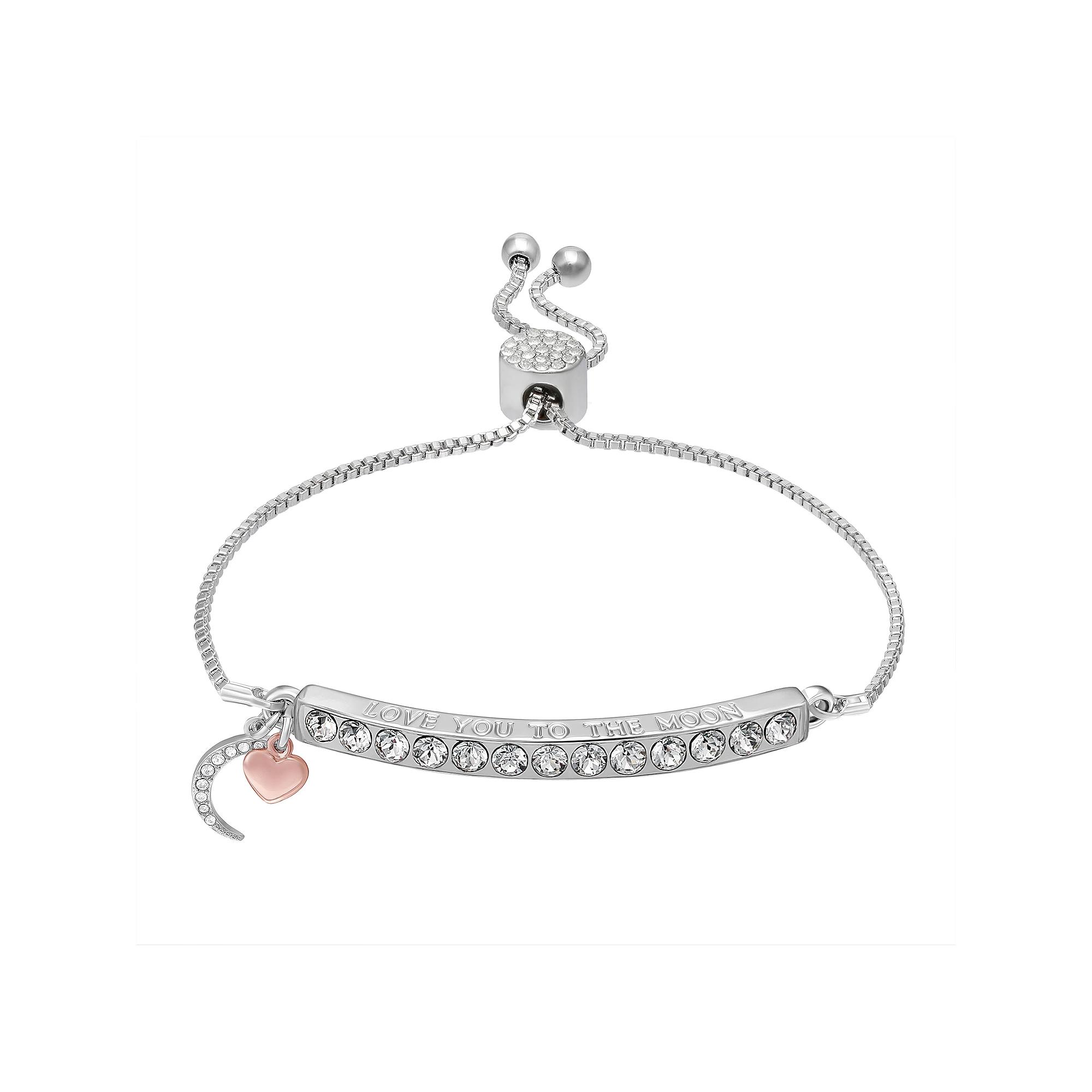 Brilliance "Love You to the Moon" Adjustable Bracelet, Women's, Size: 7", Two Tone Pink Clear Product Image