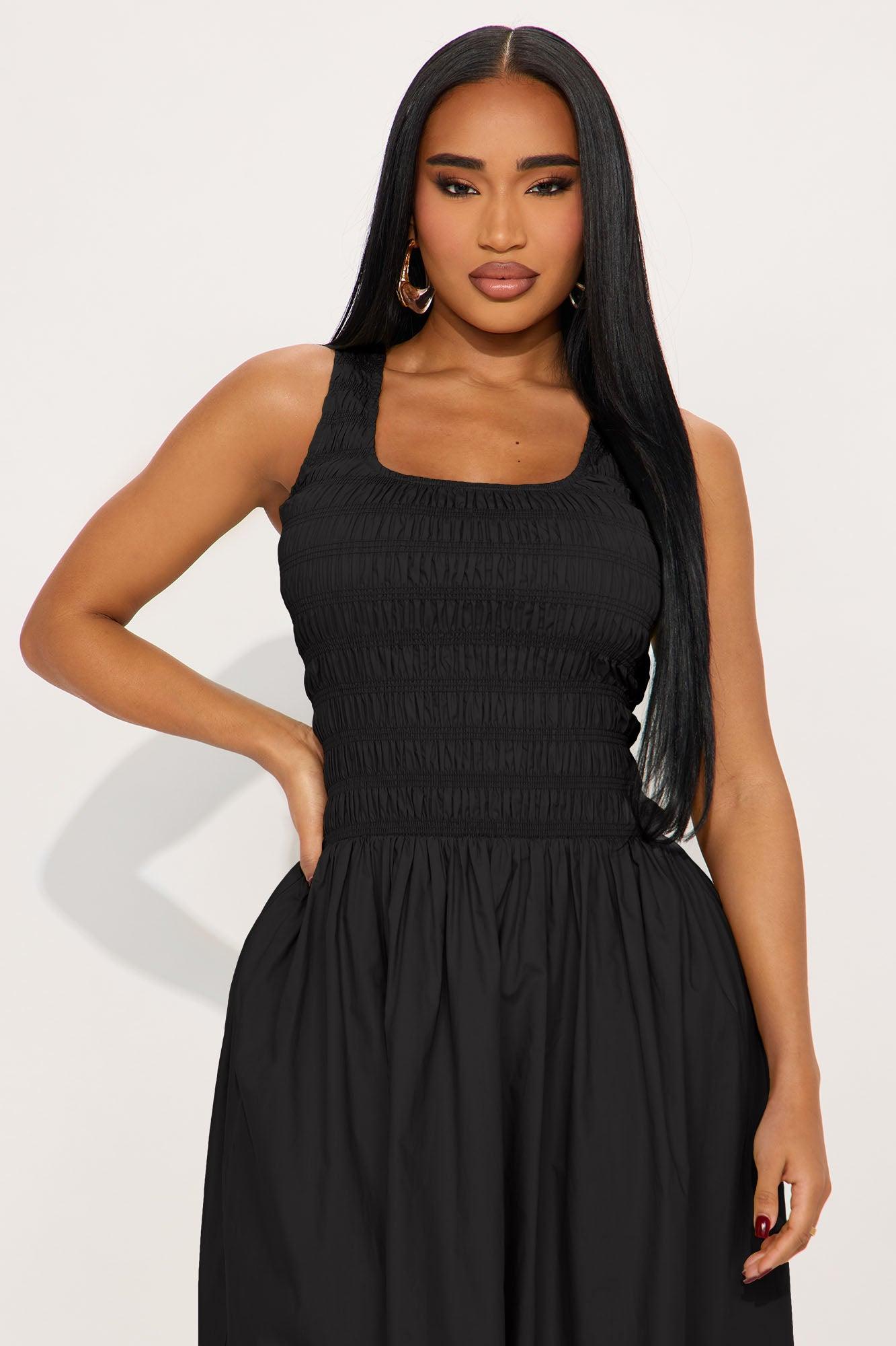 Hallie Poplin Maxi Dress - Black Product Image