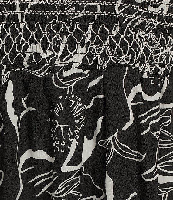 Calessa Abstract Floral Scoop Neck Cap Sleeve A-Line Midi Dress Product Image