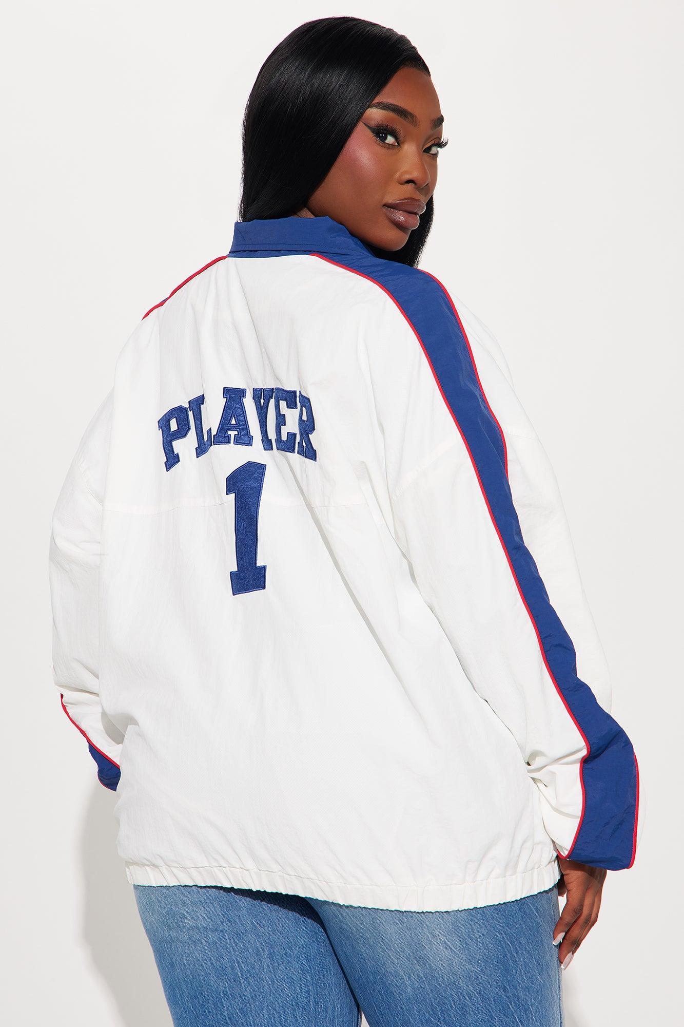 Player One Sporty Oversized Windbreaker - White/combo Product Image