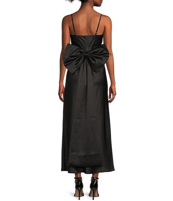 Allison & Kelly Square Neck Spaghetti Straps Bow Back Dress Product Image