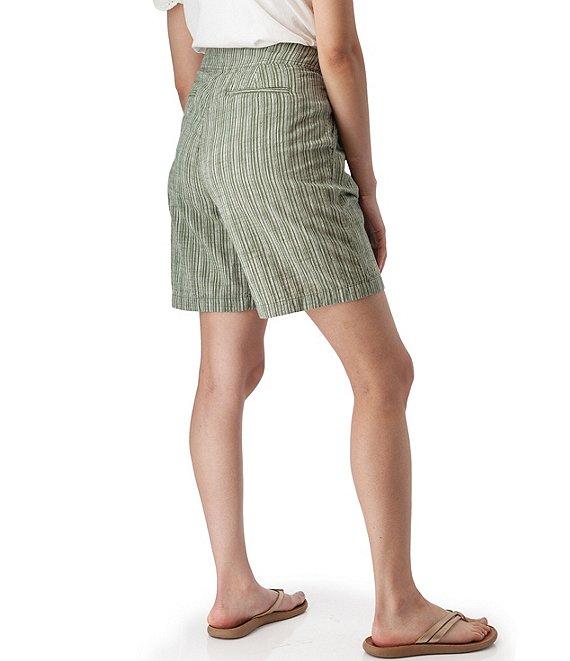 Aventura Leni Stripe Print Linen Blend Pleated Bermuda Shorts Product Image