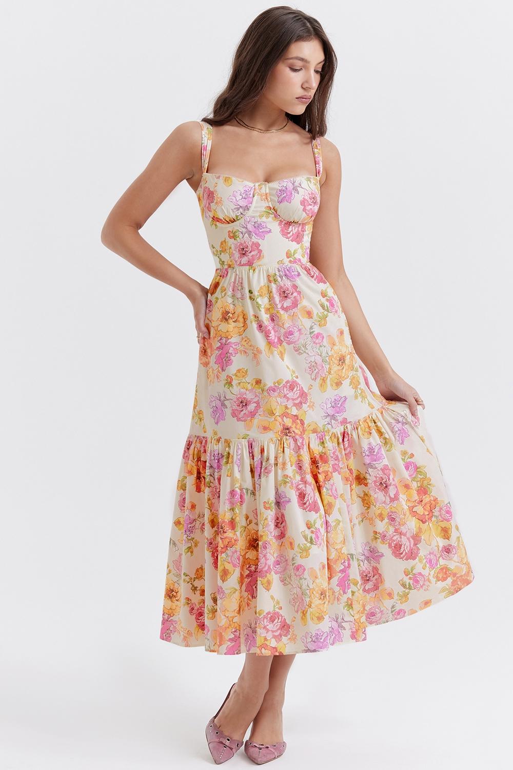 Elia  ivory floral midi sundress Product Image