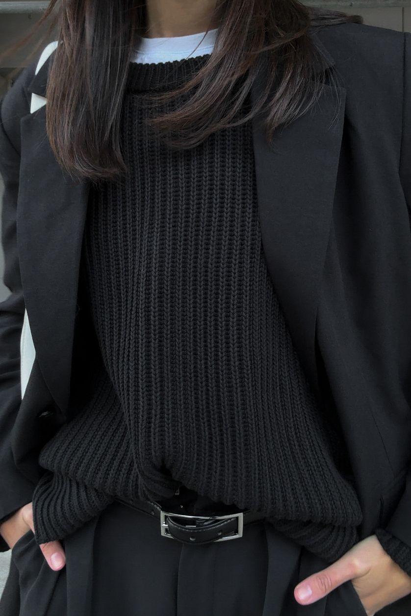 Round Neck Knitted Sweater Product Image