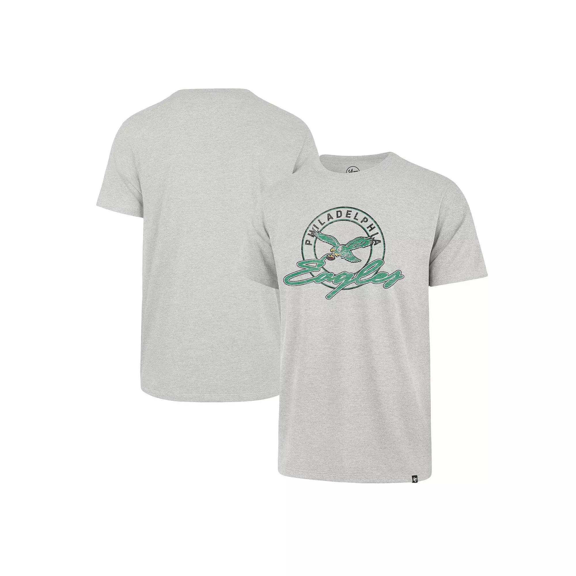 Men's '47 Gray Philadelphia Eagles Gridiron Classics Ringtone Franklin T-Shirt, Size: 2XL, Grey Product Image