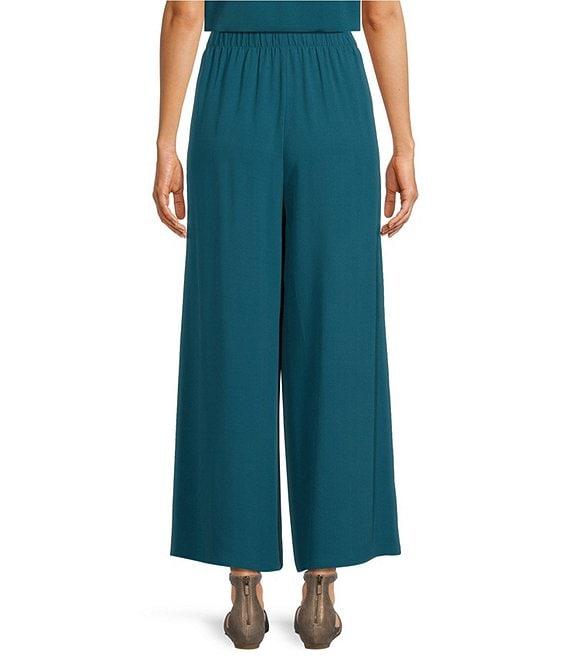 Eileen Fisher Petite Size Silk Georgette Crepe Wide-Leg Pull-On Ankle Pants Product Image