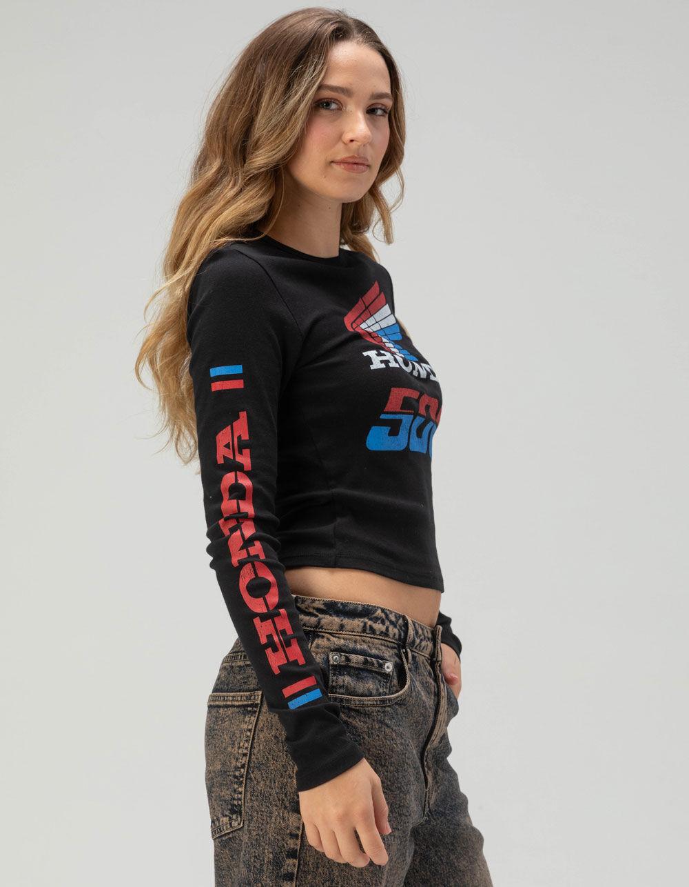 HONDA 500 Womens Long Sleeve Baby Tee - BLACK Product Image