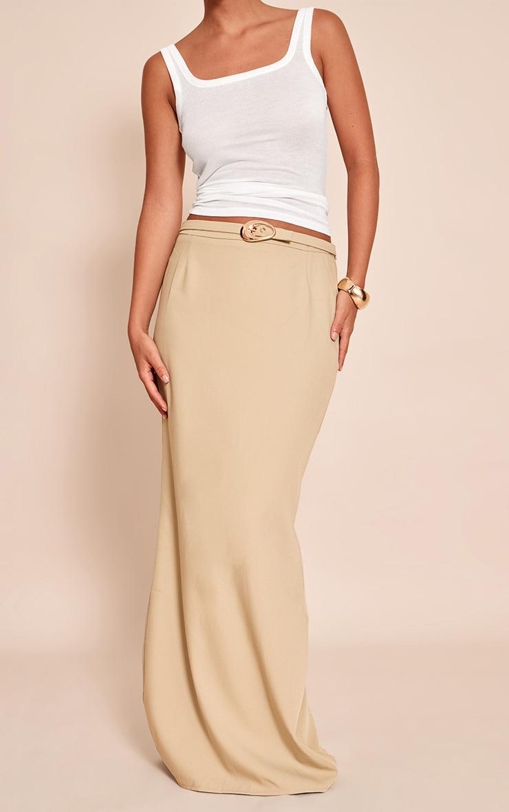 Sage Green Woven Belted Column Maxi Skirt Product Image