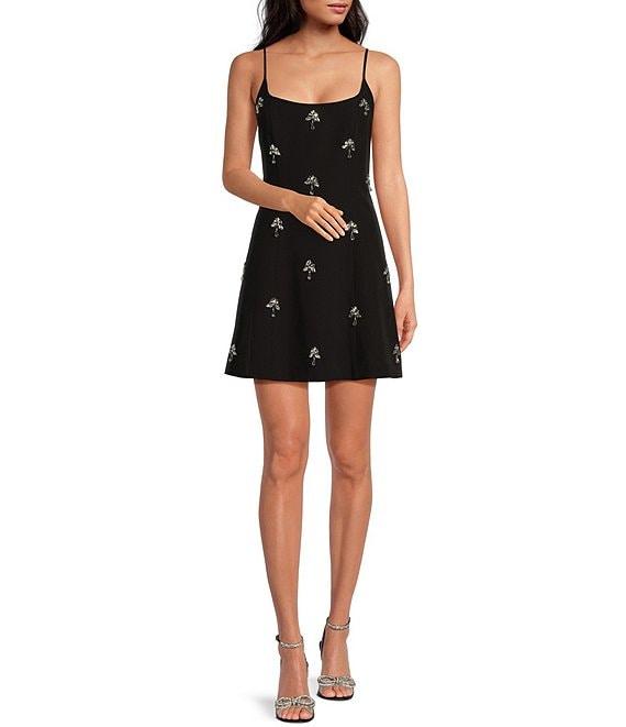 Gianni Bini Mika Crepe Square Neck Sleeveless Jewel A-Line Dress Product Image