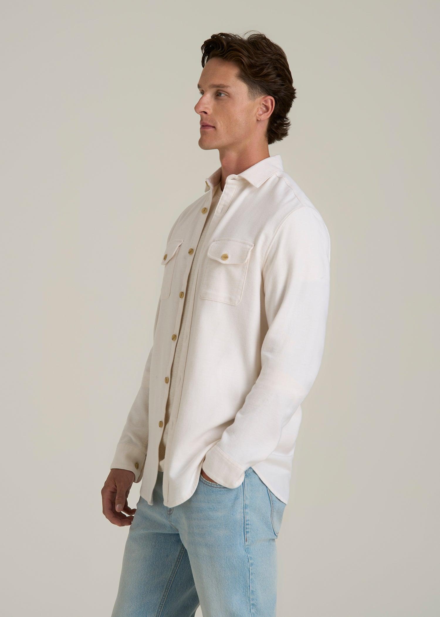 Everyday Comfort Terry Overshirt for Tall Men in White Swan Male Product Image