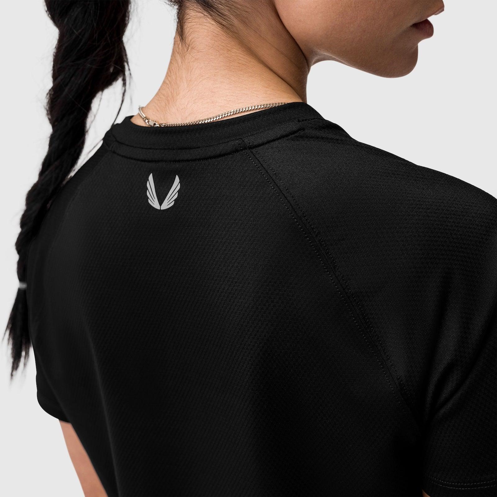 W018. AeroSilver® Cropped Tee - Black "ASRV" Product Image