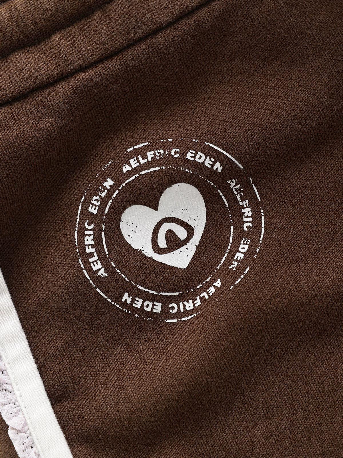 Aelfric Eden Number Print Lace Patchwork Mini Shorts Female Product Image