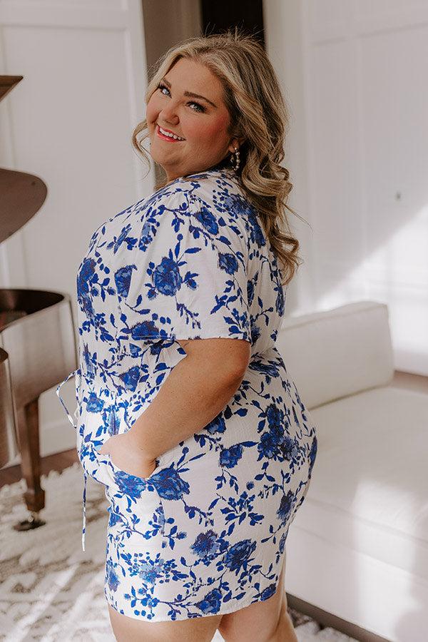 Life In Full Bloom Floral Romper in Royal Blue Curves Product Image