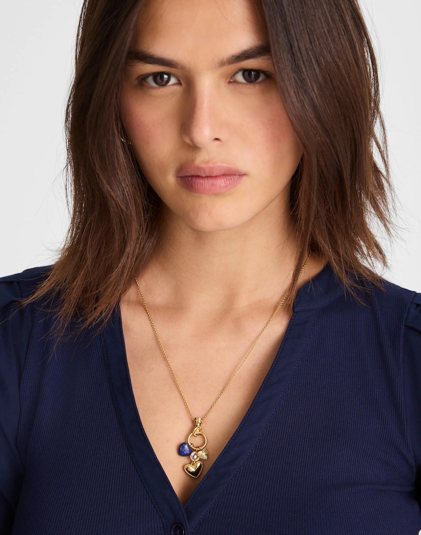 Lapis Heart Charm Long Necklace Product Image