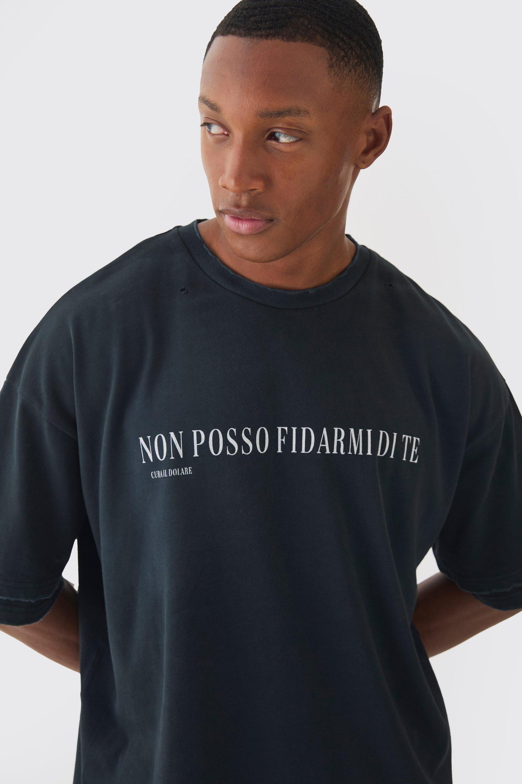 Premium Oversized Faux Layer Washed & Embroidered T-shirt | boohooMAN USA Product Image