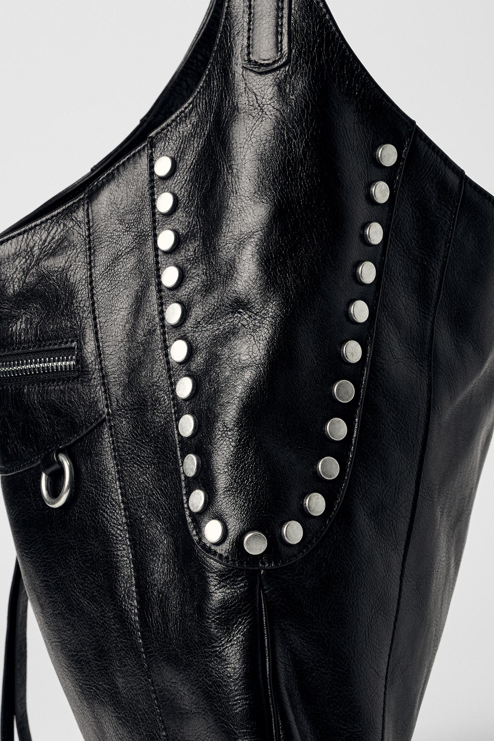 LEATHER BUCKET BAG WITH METAL DETAIL KATE MOSS X ZARA Product Image